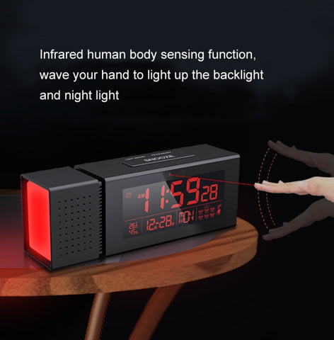 TS-P30 Multifunctional Night Light Alarm Digital Clock with FM Radio & Temperature / Humidity Display & IR Sensor Function, White, Green, Blue, Black, Pink