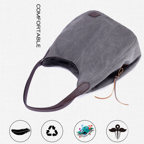 Canvas Bag Simple Wild Lady Retro Art Casual Bag Single Shoulder Bag, Lake Blue, Beige, Purple Coffee, Gray, Coffee, Black