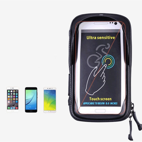 Bicycle Bag Handlebar Bag Waterproof Touch Screen Upper Tube Bag Saddle Bag, 6inch