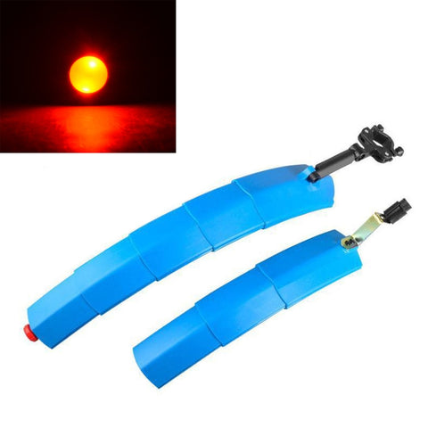 Bicycle Telescopic Folding Mudguard  27.5 Inch Extended Water Retaining LED Taillight