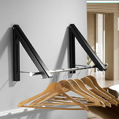 Multifunctional Space Aluminum Invisible Drying Rack, Black, Double Black + 80cm Crossbar, Double Black + 120cm Crossbar
