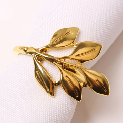 Electroplating Leaf Shape Napkin Buckle Wedding Hotel Napkin Ring, Gold, Silver, Rose Gold