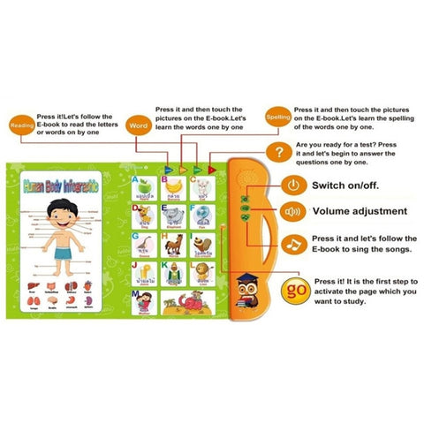 English Thai Learning Ebook Puzzle Electric Audio Book For Children, Orange, Green
