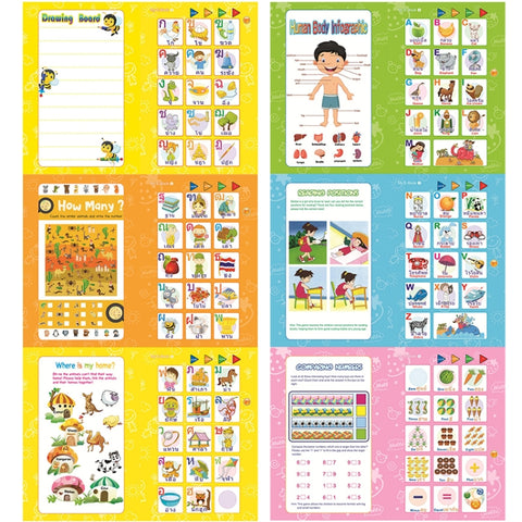 English Thai Learning Ebook Puzzle Electric Audio Book For Children, Orange, Green