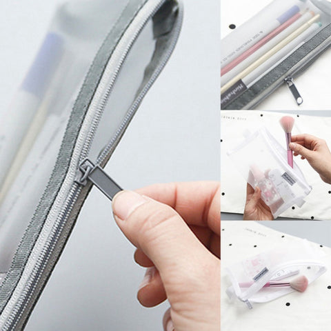 Nylon Simple Transparent Mesh Pencil Case Office School Supplies, Big Black, Big White, Big Grey, Small Black, Small White, Small Grey