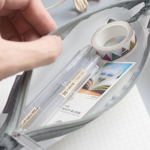 Nylon Simple Transparent Mesh Pencil Case Office School Supplies, Big Black, Big White, Big Grey, Small Black, Small White, Small Grey