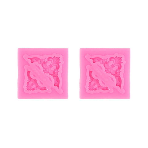 2 PCS Fondant Cake Silicone Mold Hollow Embossed Border Frame Retro Photo Frame Mould