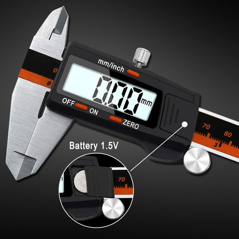 0-150mm Plastic Meter Stainless Steel Body Digital Display Electronic High-Precision Vernier Caliper, 2 Units of mm/inch, 3 Units of mm/in/f