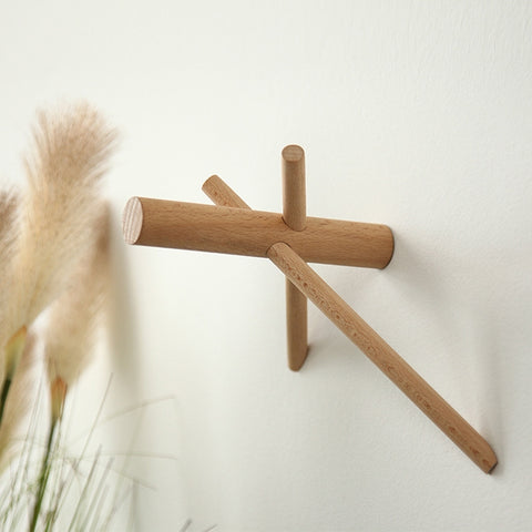 Solid Wood Hanger Wall Decoration Coat Hook, Beech Hook, Black Walnut Hook