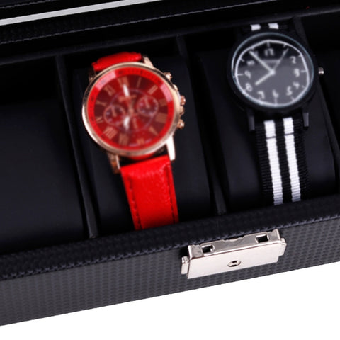 Woven Pattern PU Leather Watch Box Jewelry Storage Display Box, 6 Bits, 12 Bits