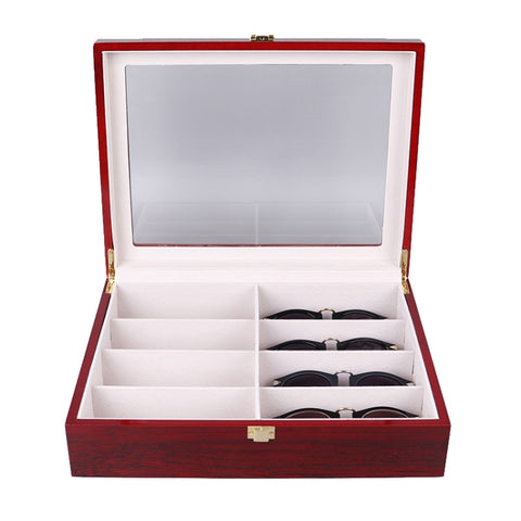 Baked Paint 8-Bit Glasses Case High-End Sunglasses Storage Display Outer Wooden Box, Size: 34.5x26.5x9 cm