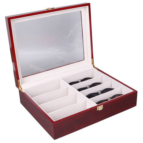 Baked Paint 8-Bit Glasses Case High-End Sunglasses Storage Display Outer Wooden Box, Size: 34.5x26.5x9 cm