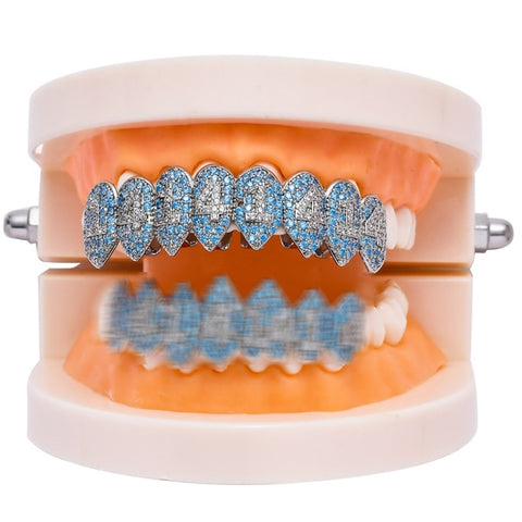 Halloween Vampire 8 Zircon Hip Hop Braces, Platinum Suit, Gold Suit, Platinum Upper Teeth, Platinum Lower Teeth, Gold Upper Teeth, Gold Lower Teeth
