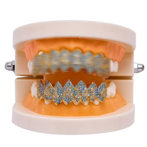 Halloween Vampire 8 Zircon Hip Hop Braces, Platinum Suit, Gold Suit, Platinum Upper Teeth, Platinum Lower Teeth, Gold Upper Teeth, Gold Lower Teeth