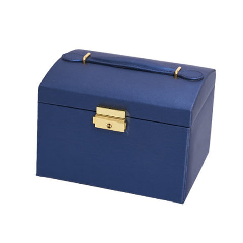 Three-Layer Leather Drawer Type Jewelry Storage Box Earrings Box With Lock, Three-Layer (Nude Pink), Three-Layer (Navy Blue), Three-Layer (Creamy White), Three-Layer (Dark Green)