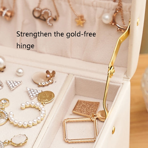 Three-Layer Leather Drawer Type Jewelry Storage Box Earrings Box With Lock, Three-Layer (Nude Pink), Three-Layer (Navy Blue), Three-Layer (Creamy White), Three-Layer (Dark Green)