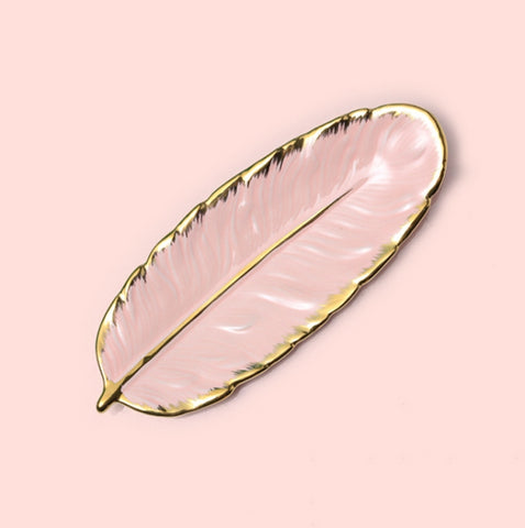 Phnom Penh Ceramic Dessert Plate Feather Plate Banana Leaf Fruit Dried Fruit Storage Tray, Size:, Large （Bright Emerald), Small (Bright Emerald), Large (Bright Peach Pink), Small (Bright Peach Pink), Large (Matt Black), Small (Matte  Black)            ...