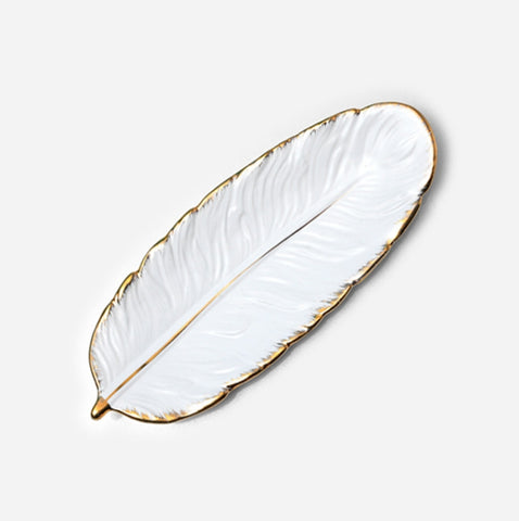 Phnom Penh Ceramic Dessert Plate Feather Plate Banana Leaf Fruit Dried Fruit Storage Tray, Size:, Large （Bright Emerald), Small (Bright Emerald), Large (Bright Peach Pink), Small (Bright Peach Pink), Large (Matt Black), Small (Matte  Black)            ...