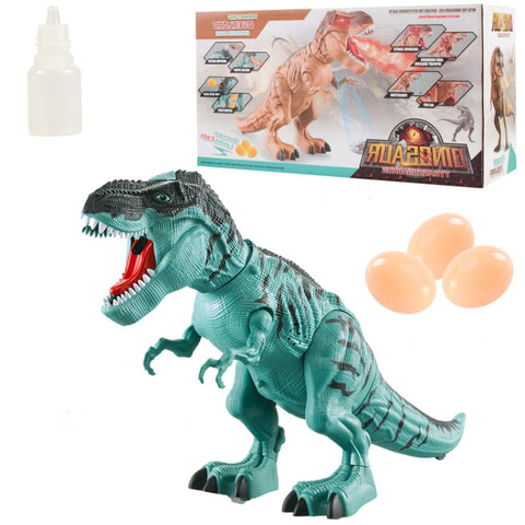 Electric Spray Egg Laying Dinosaur Toy Can Project Dinosaur Model, Brown, Blue