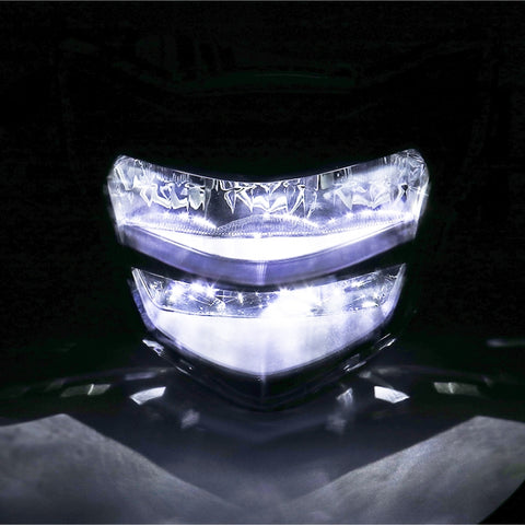 Motorcycle LDE Retro Headlights LED Far Near Beam Lights For Yamaha LC135 V2-V6, Transparent Glass, Smoked Glass