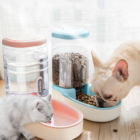 Hipidog Pet Automatic Feeder Cat & Dog Waterer Feeding Bowl Combined Grain Storage Bucket, Drinking Fountain (Blue), Drinking Fountain (Green), Drinking Fountain (Pink), Drinking Fountain (Grey), Feeder (Blue), Feeder (Green), Feeder (Pink), Feeder (Grey)