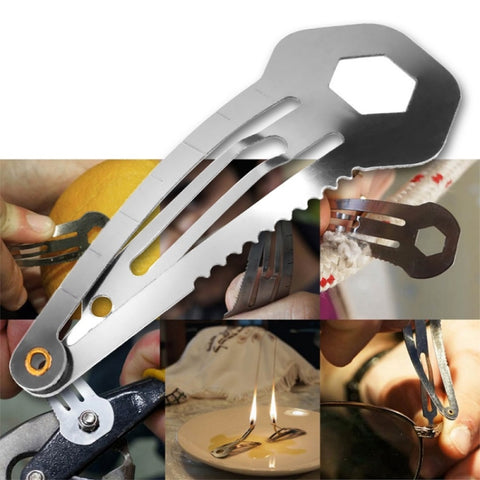 2 PCS 8 in 1 Multifunctional Hair Clip Outdoor Self-Defense First Aid Tool, 2 PCS 8 in 1 (Black), 2 PCS 8 in 1 (Silver)