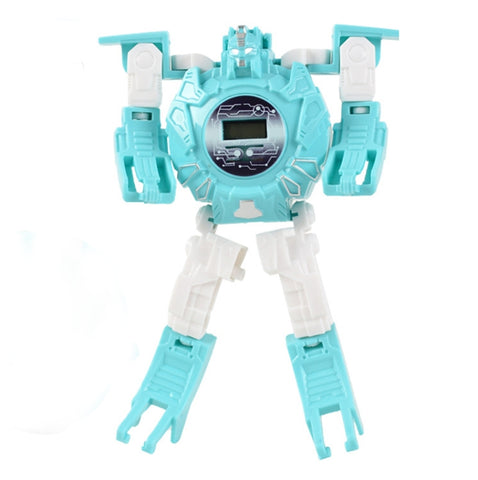 3 PCS Children Electronic Watch Cartoon Deformation Robot Toy Watch, Blue, Purple, Yellow, Pink