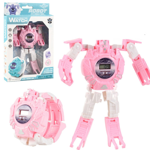 3 PCS Children Electronic Watch Cartoon Deformation Robot Toy Watch, Blue, Purple, Yellow, Pink
