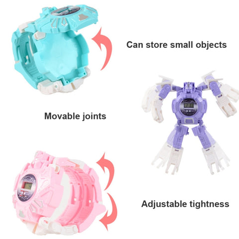 3 PCS Children Electronic Watch Cartoon Deformation Robot Toy Watch, Blue, Purple, Yellow, Pink