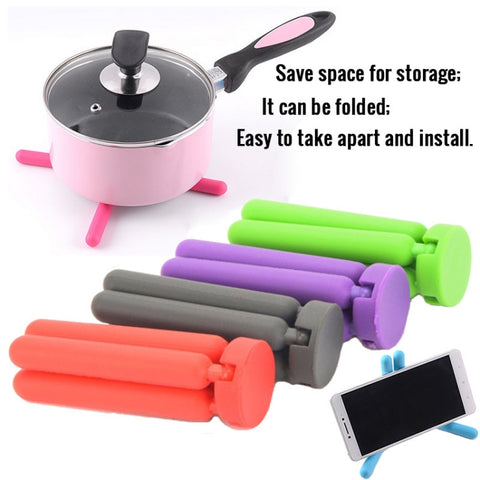 Kitchen Cross-Shaped Folding Placemat Thickened Silicone Insulation Pad Pot Mat Coaster, Random Color Delivery, Random Color Delivery