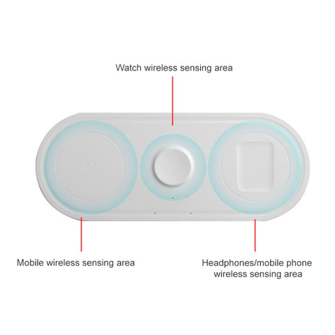 KT-W50A8 3 in 1 10W Multi-Function Bracket Wireless Charger for iPhones / iWatch / AirPods