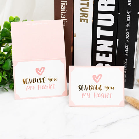 100 PCS Valentines Day Bronzing Greeting Card Flower Shop Birthday Thank You Card, Wish You All The Best, I Miss You Every Day, Thank You Very Much, I Keep You In My Heart Forever, Happy Every Day, Send You My Heart, Bright Future Happy Life           ...