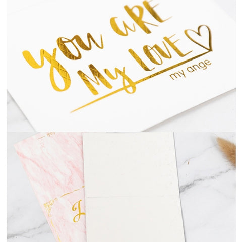 100 PCS Valentines Day Bronzing Greeting Card Flower Shop Birthday Thank You Card, Wish You All The Best, I Miss You Every Day, Thank You Very Much, I Keep You In My Heart Forever, Happy Every Day, Send You My Heart, Bright Future Happy Life           ...