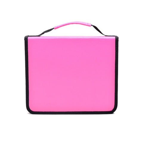 Solid Color Large Capacity 150 Hole Square PU Pencil Case, Black, Purple, Rose Red