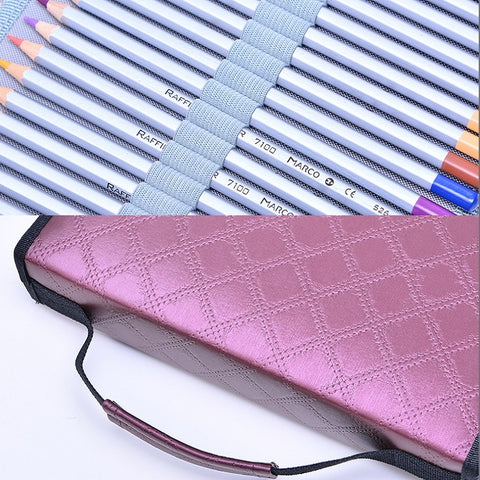 Solid Color Large Capacity 150 Hole Square PU Pencil Case, Black, Purple, Rose Red