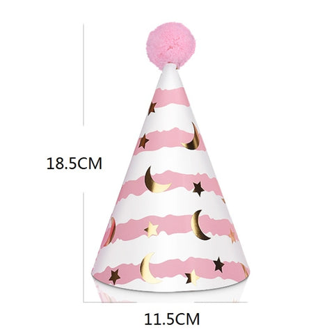 20 PCS Cute Children Bronzing Birthday Hats Cake Baking Decoration Party Hats, Cats, Unicorn, Wave Point, Daisy, Happy Birthday, Star & Moon Bronzing, Golden Ball Cap Happy Birthday, Golden Ball Cap 2 Monster, Golden Ball Cap Spaceman                  ...