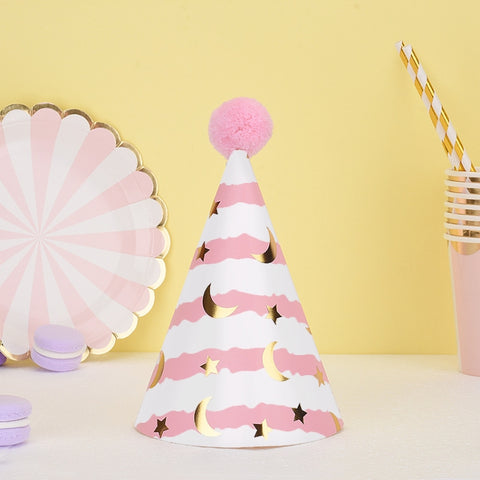 20 PCS Cute Children Bronzing Birthday Hats Cake Baking Decoration Party Hats, Cats, Unicorn, Wave Point, Daisy, Happy Birthday, Star & Moon Bronzing, Golden Ball Cap Happy Birthday, Golden Ball Cap 2 Monster, Golden Ball Cap Spaceman                  ...