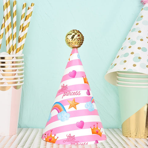 20 PCS Cute Children Bronzing Birthday Hats Cake Baking Decoration Party Hats, Cats, Unicorn, Wave Point, Daisy, Happy Birthday, Star & Moon Bronzing, Golden Ball Cap Happy Birthday, Golden Ball Cap 2 Monster, Golden Ball Cap Spaceman                  ...