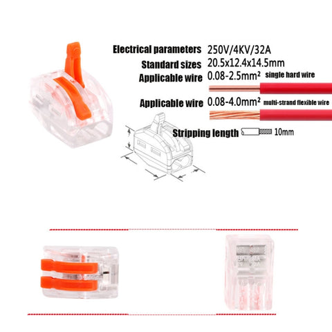 10 PCS VSE-412W Terminal Building Wiring Push-in Connector Quick Connection Terminal, VSE-412W