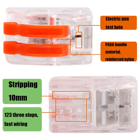 10 PCS VSE-412W Terminal Building Wiring Push-in Connector Quick Connection Terminal, VSE-412W