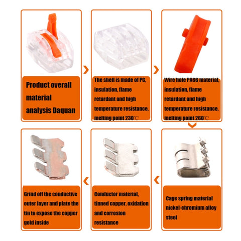 10 PCS VSE-412W Terminal Building Wiring Push-in Connector Quick Connection Terminal, VSE-412W
