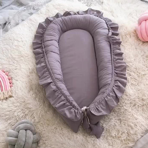 Lace Cotton Baby Uterus Bionic Bed Portable Newborn Bed Mat, Pink, Beige, Gray, Blue-green