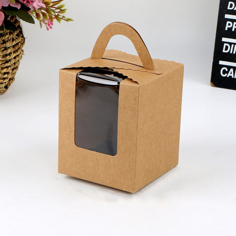 30 PCS Transparent Window 1 Piece Cardboard Portable Cup Cake Box Mousse Pastry Box, White, Gold, Marble, Cowhide Color, Blue, Black, Pink, Green, Red