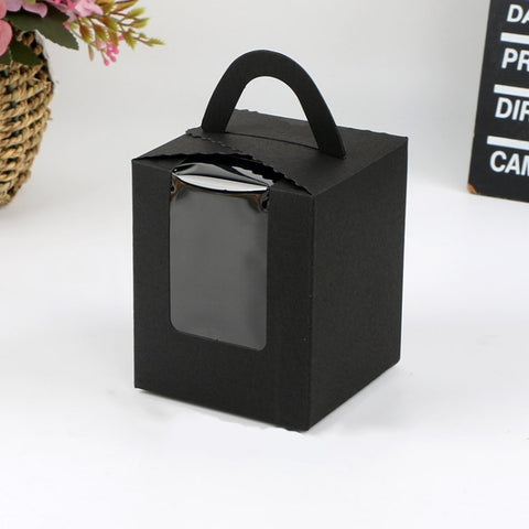 30 PCS Transparent Window 1 Piece Cardboard Portable Cup Cake Box Mousse Pastry Box, White, Gold, Marble, Cowhide Color, Blue, Black, Pink, Green, Red