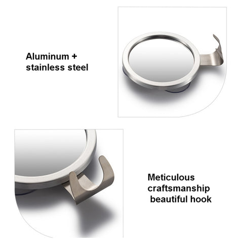 Bathroom Suction Cup Anti-Fog Mirror Aluminum Alloy With Hook Round Mirror