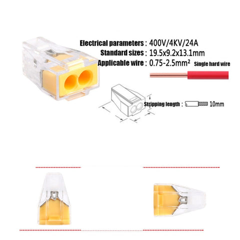 10 PCS  VSE-102A Wire Connector Terminal 1-2.5 Square Hard Wire Terminal