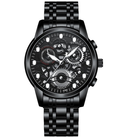 FNGEEN 4088 Men Hollow Quartz Watch Student Waterproof Luminous Watch, Full Gold Gold Surface, Full Gold Black Surface, Black Steel Black Surface White Nails, Black Steel Black Surface Gold Nails, Gold And Gold Surface, Gold Black Surface              ...