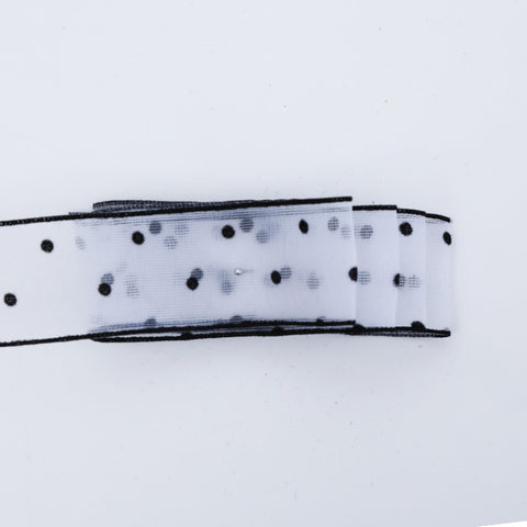 Transparent Snow Dots Yarn Ribbon Gift Box Packaging Material, 2.5cm, 4cm