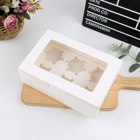 25 PCS Window Cupcake Packaging Box Muffin Cake Box With Inner Support, 2 In One (White), 2 In One (Marble), 2 In One (Kraft Paper), 4 In One (White), 4 In One (Marble), 4 In One (Kraft Paper), 6 In One (White), 6 In One (Marble), 6 In One (Kraft Paper)