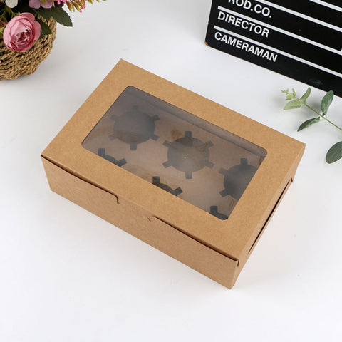 25 PCS Window Cupcake Packaging Box Muffin Cake Box With Inner Support, 2 In One (White), 2 In One (Marble), 2 In One (Kraft Paper), 4 In One (White), 4 In One (Marble), 4 In One (Kraft Paper), 6 In One (White), 6 In One (Marble), 6 In One (Kraft Paper)